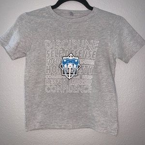 Grey Kids self Discipline Karate Tee- S